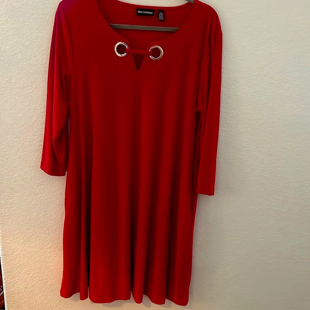 Red Nina Leonard Dress w/ Pockets